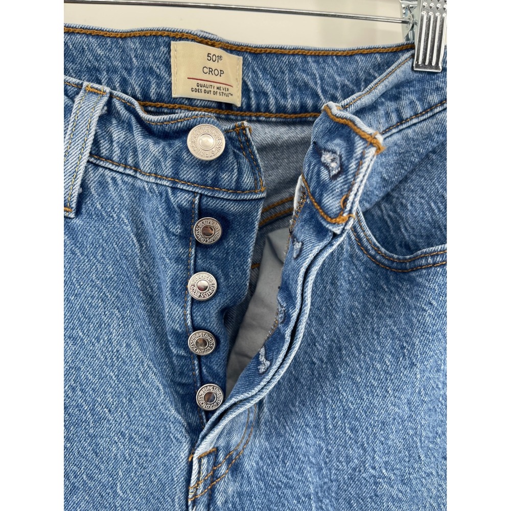 Levi's 501 Crop Jeans Women 28 Blue Excellent High Rise Button Fly Denim - Picture 3 of 8